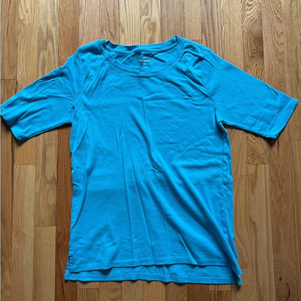 Womens M Croft & Barrow 100% cotton casual light blue Crew Neck Tee: Craft